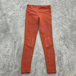 ALO Yoga Leggings Womens Size XS Orange Moto Workout Athleisure